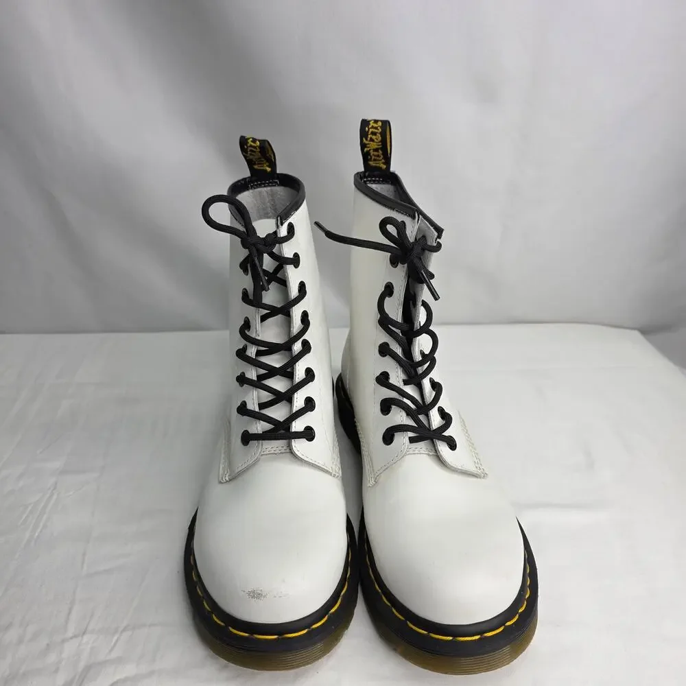 Dr. Martens White Leather Combat Boots Women’s Size 9 Lace Up Punk Grunge